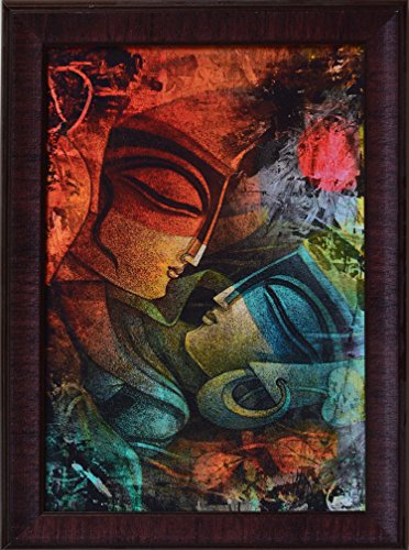 eCraftIndia 'Abstract Couple' UV Art Painting (Synthetic Wood, 36 cm x 51 cm, Satin Matt Texture), Multicolour