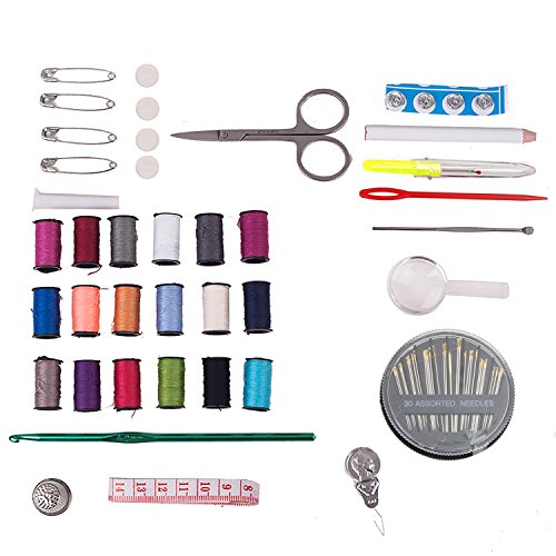 Aidonger Nähset Nähzubehör Nähmaschinengarn mit Schwarzer Ledertasche für Zuhause, Reise und Notfall (Schwarz) - 3