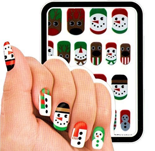 40 Assorted Cute Christmas Nail Art Stickers Decals Transfers Metallic Waterproof (Cute Snowman)