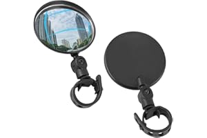 TEOZBLU 2 Pcs Retrovisor Bicicleta, Hd 360° Rotativo Ajustable Espejo Convexo áNgulo Amplio Para Carretera MontañA Bicicleta E-Bike MonopatíN Silla De Ruedas Ciclomotor
