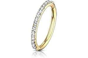 NewkeepsR 16G/18G/20G Steel Diamante Hinged Clicker Segment Ring Pave Set with Clear Sparkling CZ Gems
