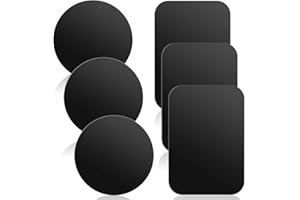 JJUNW 6 sztuk metalowych płytek na telefon komórkowy, cienkie metalowe płytki, samoprzylepne, prostokątne i okrągłe, metalowe płytki na magnesy, akcesoria samochodowe, uchwyt na telefon komórkowy