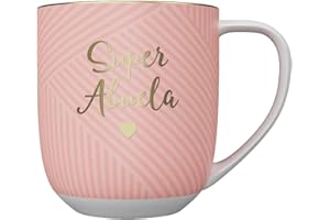 DRAEGER PARIS 1886 - Taza Cerámica Super Abuela con Mensaje Elegante - Diseño Chic en Azul o Rosa con Detalles Oro - Capacidad 320ml, Decorativa y Apta para Lavavajillas
