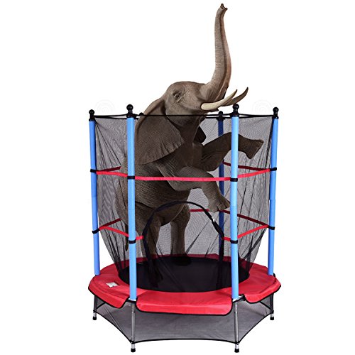 Fitness Trampolin Gartentrampolin 140cm mit Sicherheitsnetz Kinder Trampolin Sicherheitsrampolin - 4