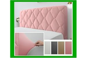 Smingm Bettkopfteil Hussen, Bett Kopfteil Bezug Staubdichte Dehnbare Kopfteilbezug Verdicken Gesteppt Einfarbig Baumwolle Kopfbedeckungen Abdeckung Schutzhülle,Rosa,150cm(59inch)