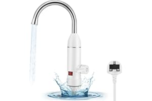 NASTOPEE Instant Hot Water Tap, Electric Hot Water Tap UK Plug, 220V 3000W Stainless Electric Tap, 360° Rotate Hot and Cold Mixer Water Tap with LED Digital Display for Kitchen Bathroom Washroom