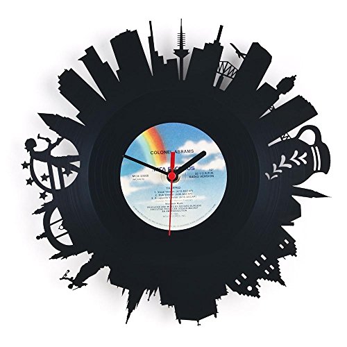 Skyline Frankfurt 2017 Wanduhr aus Vinyl Schallplattenuhr Upcycling Design-Uhr Wand-Deko Vintage-Uhr Wand-Dekoration Retro-Uhr Made in Germany
