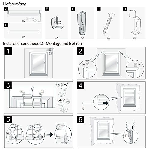 OUBO Doppelrollo Klemmfix Duo Rollo Fensterrollo ohne Bohren mit Klemmträgern – 55 x 150 cm – Weiß - 8