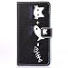 Produktbild Nancen Huawei P9 (5,2 Zoll) Flip Leder Case / Handyhülle, Katzen Serie Nette Karikatur Katze und Fische Muster Folding PU Lederhülle Bookstyle Cover - mit Stand Funktion, Brieftasche und Karte Slot