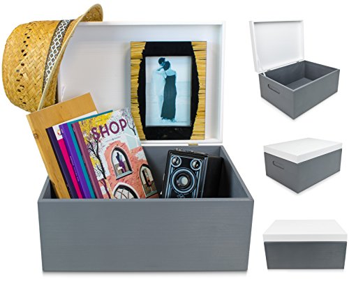 Universal Holzkiste mit Deckel für Aufbewahrung – Kiefer Zweifarbig Lackiert – ca. 33 x 24 x 16 cm – Venkon ® - 2