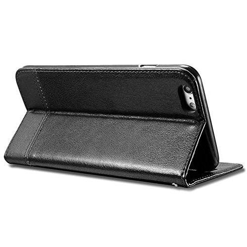 iPhone SE Hülle, iPhone 5 / 5s Schutzhülle Leder Hülle, Alfort 2 in 1 Flip Fashion Design Dual Use Falten Premium PU Leder Tasche Case Cover Flip Mappen Kasten Abdeckung für Apple iPhone SE / 5 / 5s 4″ Smartphone Funktion Standfunktion Unterstützte Telefone und Handy am seil Automatisches Schließen ( Schwarz ) + Alfort Schwarz Stylus Pen - 5