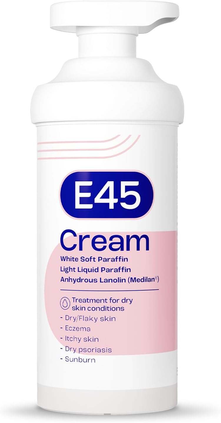 E45 Moisturising Cream 500g - Emollient Lotion for Dry, Itchy & Sensitive Skin - Soothing Eczema Relief Cream - Non-Greasy, Fast Absorbing, Dermatologically Tested Formula