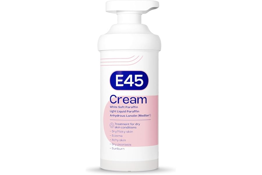 E45 Moisturising Cream 500g - Emollient Lotion for Dry, Itchy & Sensitive Skin - Soothing Eczema Relief Cream - Non-Greasy, Fast Absorbing, Dermatologically Tested Formula