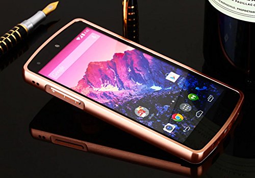 Vandot Caso Funda Carcasa para LG Google Nexus 5  Lujo Ultrafino del Metal de Aluminio Espejo Efecto PC Bumper Hardcase Shell Cover - Rosa Rosado