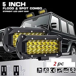 DELHI TRADERSS LED Fog Light/Work Light Bar 24 LED 72 Watt Spot Beam Driving Lamp for Bikes and Cars (Yellow) -2 Pieces