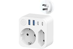 SUDEERY Adattatore da viaggio Australia Germania spina con 4 USB (2 tipo C), 2 adattatori da viaggio Nuova Zelanda, spina da viaggio adattatore Schuko a tipo I per Nuova Zelanda Australia Cina Argentina