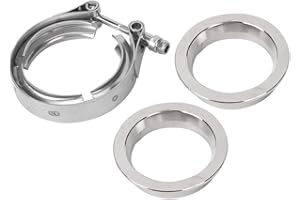 AKOZON Kit de abrazadera de banda en V, abrazadera de banda en V de acero inoxidable Abrazadera de tubo de escape duradera con brida para tubo de escape automático(2.5inch-63mm)