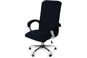 LIFEDX Funda de Sillas de Oficina Elástica con Reposabrazos,Felpa de Terciopelo,Modernas Cubiertas de la Silla de la Computadora Antipolvo de Oficina Silla Removible,No Incluye Sillas -Navy Blue||XL