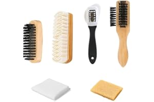 Mlysnd Cepillo Zapatos, Kit Limpieza Zapatillas, Cepillo para Zapatos Shoe Brush Set 6 Pieces for Suede, Cowhide, Nubuck Shoe Polishing and Cleaning