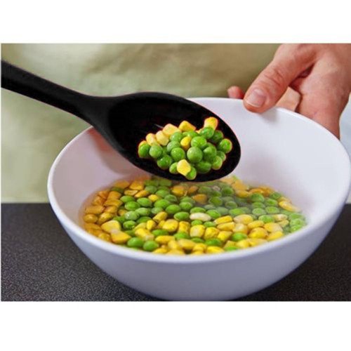 10er Silikon Küchenutensilien – Silikon Kochen Set – Zangen, Schneebesen, Pinsel, Spatel, Slotted Löffel, Nudel Löffel, Reis Paddel, Slotted Spatulla, Suppe Löffel, Hitzebeständige Kochutensilien, BPA Free Silikon Kitcen Werkzeug-Set(Schwarz) - 6