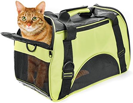 Pet Carrier Airline Approved for Cat Dog Soft-Side Travel Bag for Small Animal (Medium: 17"L x 8"W x 12"H, Green)