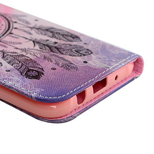 Hülle für Samsung Badalink J5 2015 UltraSlim Schutzhülle Leder PU Handyhülle Muster Rosa Lila Handytasche Wallet Case Ständer Handyhuelle Cover +Eingabestift+Staubstecker - 7