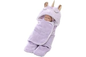 mama stadt Couverture D'Emmaillotage Bébé Nouveau-né Licorne Sac de Couchage Pieds Séparés Hiver 65 * 75CM,Violet