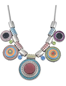 MJARTORIA Boho Halskette Silber Farbe Halsschmuck Collier Statement Kette Pullover Boho Anhänger