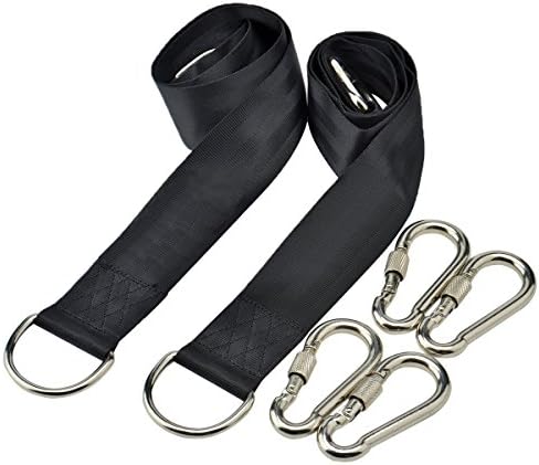 PULNDA Tree Straps with Carabiners, Perfect Hanging Strap Kit for Swings. (2-piece, Black)