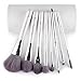 MSQ® 8pcs Makeup Brushes Set Soft Synthetic Hair Solid Wood Handle Professional Cosmetic Brushes With Luxury PU Leather Cylinder Best Gift For Your Love (Collection' Edition) (White)