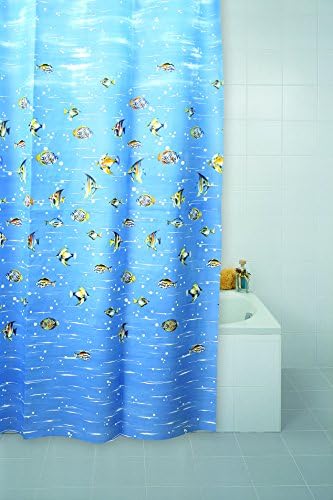 Shower Curtain FISH 71x79 inch (180x200 cm) incl. 12 Rings Modern and Trendy