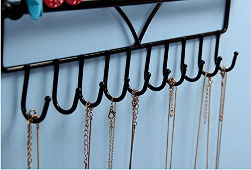 dingdangbell schwarz Birdcage Form Wandhalterung 10 Haken Jewelry Organizer Kleiderbügel Halskette Ohrringe Schmuck Display Ständer - 3
