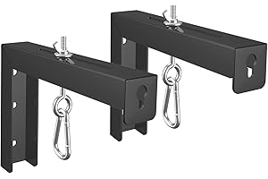 UINEHIOT Universal Projector Screen Wall Mounted, 1 Pair Projector Screen Stand, Projector Screen Hanging Mount L-Brackets, 3.15 Inch Adjustable Projector Screen Mounting Hook Kit, Hold up to 66 lbs, Black
