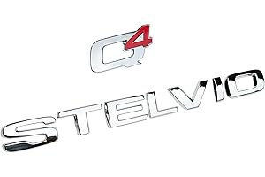 GZZHENGYE Scritta 3D baule in metallo Stelvio Q4 logo base nero, Compatibile con Alfa Romeo Stemma adesivo scritta portellone sportivo Stelvio Stelvio accessori Stelvio (Q4+STELVIO Argento)