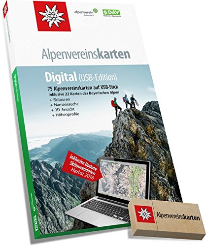 Preisvergleich Produktbild Alpenvereinskarten Digital: Sämtliche Alpenvereinskarten der Ostalpen auf USB-Stick Version 4: 75 Alpenvereinskarten auf USB-Stick