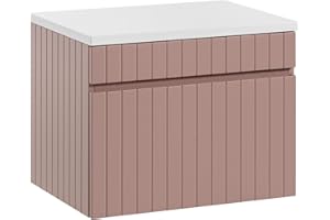 MUEBLES SLAVIC Mueble de Lavabo 60 cm Iconic Rose, Mueble de Lavabo Colgante, encimera o Lavabo Incluido, Color Rosa Mate (con encimera)