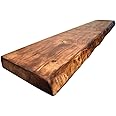 Waney/Live Edge Chunky Rustic Floating Shelf 9x2, Tudor Oak, 230cm