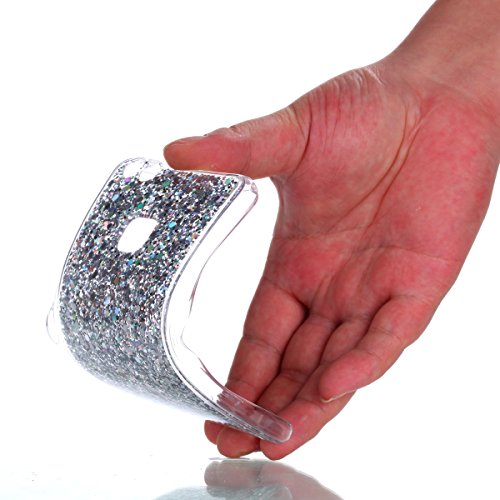 Huawei P10 Lite Hülle,Silikon Schutzhülle für Huawei P10 Lite,Huawei P10 Lite Bling Hülle,Ukayfe Luxus Schön Shiny Glänzend Glitzer Weiche TPU Abdeckung Crystal Silikon Tasche Schutzhülle Shinning Strass Rückseite Hülle Etui Cover für Huawei P10 Lite (Silber) - 2