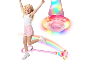 MEISHANG Rueda Swing con rueda de luz, Anillo de salto parpadeante para niños, Anillo de salto parpadeante para niños Peonza de pie, Pelota saltarina parpadeante, Pelota de salto plegable con flash