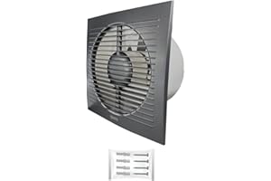 H&C VENT Anthracite 6 inch 150mm Extractor Fan with Timer│ Inline Exhaust Fan │For Kitchen Bathroom Shower Toilet Wall Ceiling Window Kit │ Silent Humidityt centrifugal fume fan │
