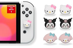 M MARIE MADELEINE EMPORIUM MMEGaming Joystick-Abdeckungen kompatibel mit Nintendo Switch 1, Griffe kompatibel mit Switch Lite, Daumenkappen für Nintendo Switch, Switch-Zubehör, Daumengriffe (Hello Kitty)