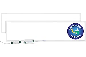 ‎LECOM LECOM 2 x LED Panel 120 x 30 - LED Ceiling Light Flat 0.9 cm 3000/4000K CRI 90 Ceiling Lights Grid Ceiling Recessed Lights Rectangular (Neutral White 4000 K without Mounting Frame)