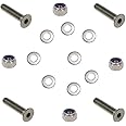 Countersunk Bolt & Nut (4 Pack) M4 X 10mm (Including Head) A2 Stainless Steel Socket Allen Key Head Csk Bolts (Fully Threaded), Nyloc Nuts & Flat Washers (M4)
