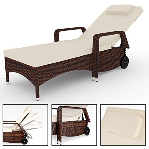 Polyrattan Sonnenliege Gartenliege Gartenmöbel Rattanmöbel inkl. Kissen und Auflage 210 x 80 x 33 cm Braun