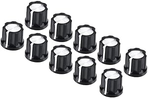 Vbest life Lautstärkeregler, 10 Stück Black Metal Liner Taper Potentiometer Drehregler Kappe einstellbar für D-förmige Welle E-Gitarre Bass