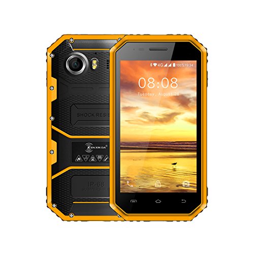 Rugged Smartphone, Kenxinda W6 Android 5.0 IP68 impermeabile/antipolvere/antiurto Dual SIM senza contratto Telefonia Mobile, Fotocamera da 5MP, 1GB di RAM, 2600mAh di Batteriaï¼ˆGelbï¼‰[Italia]