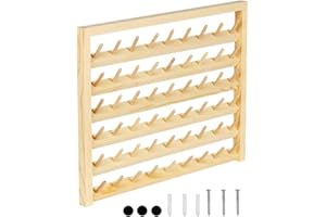 ZEELYDE Supporto per da cucito a 54 bobine, supporto per da cucito a parete con gancio, organizer per ricamo in legno per cucire