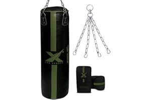 Xn8 Sports Unfilled Punching Bag for Boxing – 4ft & 5ft Heavy Duty Punch Bag with Boxing Mitts & Hanging Chain | Ideal for Kickboxing, Muay Thai, MMA, Grappling & Martial Arts Training