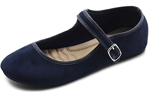Ollio Women's Shoes Faux Suede Casual Mary Jane Light Ballet Flats