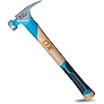 OX Tools Pro 22oz Straight Hickory Handle Hammer with TPR Rubber Hands Grip - Hickory Framer with Magnetic Nail Starter Milled Face Nail Puller Carpenter Hammer OX-P089322